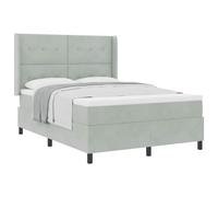 mtlskopl Lit à sommier tapissier en velours gris clair 160 x 200 cm avec tête de lit réglable en hauteur - Lit double moderne avec matelas complet pour chambre à coucher, chambre d'amis