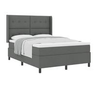 mtlskopl Lit à sommier tapissier, gris foncé, 140 x 200 cm, avec matelas et surmatelas, tête de lit réglable, cadre en bois dérivé du bois, design moderne, pour chambre à coucher et chambre d'amis