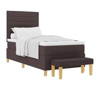 mtlskopl Lit à sommier tapissier, marron foncé, 100 x 200 cm, avec matelas, tête de lit, sommier à lattes, coffre de rangement, design moderne et robustesse, pour chambre à coucher, chambre d'amis