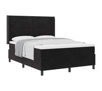 mtlskopl Lit à sommier tapissier noir 160 x 200 cm en velours avec matelas, tête de lit réglable, sommier à lattes, charge maximale 280 kg, design moderne pour chambre à coucher et chambre d'amis