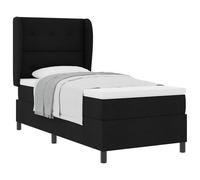 mtlskopl Lit à sommier tapissier noir 90 x 190 cm avec matelas et tête de lit réglable, design moderne, robuste et durable, pour chambre à coucher, chambre d'amis, chambre d'adolescent