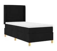 mtlskopl Lit à sommier tapissier noir 90 x 190 cm, pliable, cadre en bois, LED, avec matelas