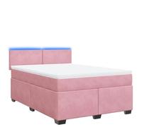 mtlskopl Lit à sommier tapissier, rose, 160 x 200 cm, en velours, avec matelas, éclairage LED, design moderne, robuste, durable, pour chambre à coucher, chambre d'adolescent