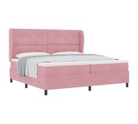 mtlskopl Lit à sommier tapissier rose 200 x 200 cm avec matelas et sommier à lattes, design moderne, cadre en bois robuste et housse en polyester, charge maximale 280 kg, pour chambre à coucher et