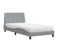 mtlskopl Lit avec matelas Hanko Gris clair 100 x 200 cm Housse de lit simple Cadre de lit Boxspring Alternative avec tête de lit pour chambre d'adolescent, chambre à coucher et chambre d'amis