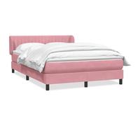 mtlskopl Lit Boxspring 140x210 cm Matelas Ressorts Surmatelas Rose Velours | Ensemble complet pour chambre avec tête de lit réglable, sommier rembourré et mousse respirante pour un confort sur mesure.