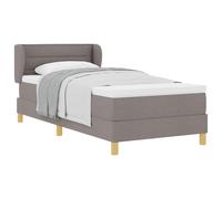 mtlskopl Lit boxspring simple 90 x 200 cm avec matelas, tête de lit réglable, tissu taupe, pin, pour chambre à coucher et chambre d'amis