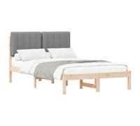mtlskopl Lit capitonné, 120 x 190 cm, gris clair, cadre de lit en bois massif de pin avec tête de lit rembourrée, lit moderne pour adolescent et lit d'appoint pour 2 personnes, lit en bois stable sans