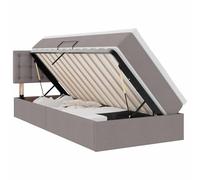 mtlskopl Lit capitonné 90 x 190 cm avec matelas et surmatelas - Lit de rangement avec ascenseur hydraulique - Taupe - Lit simple pour adolescents et adultes - Cadre de lit moderne avec tête de lit