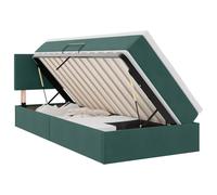 mtlskopl Lit coffre en velours vert foncé 100 x 200 cm avec tête de lit et matelas, système de levage hydraulique, canapé-lit moderne, design pour petite chambre, chambre d'amis, chambre d'adolescent