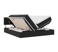 mtlskopl Lit coffre noir 100 x 200 cm avec sommier à lattes et matelas - Cadre en métal moderne - Convient pour chambre à coucher, chambre d'amis et chambre d'adolescent
