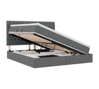 mtlskopl Lit coffre ouvert latéralement, gris foncé, 180 x 200 cm, en cuir synthétique, avec système hydraulique Lift Super King, sommier à lattes, matelas moderne