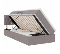 mtlskopl Lit coffre taupe 100 x 200 cm avec élévateur hydraulique en bois et cadre en métal, sommier à lattes, matelas et tête de lit, pour chambre à coucher moderne