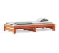 mtlskopl Lit de jour extensible 90 x 200 cm, lit fonctionnel, en pin massif, lit d'appoint, marron ciré, lit d'invité pour salon et chambre à coucher, sommier à lattes inclus