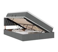 mtlskopl Lit de rangement, 140 x 200 cm, gris foncé, avec matelas et surmatelas, look boxspring moderne, sommier à lattes hydraulique et tête de lit, cadre de lit spacieux pour chambre à coucher et