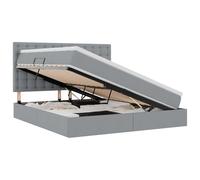 mtlskopl Lit de rangement, 180 x 200 cm, en cuir synthétique, gris clair, avec système hydraulique SeitLift, cadre de lit moderne, super king size, matelas et surmatelas pour chambre à coucher