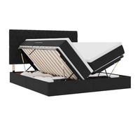 mtlskopl Lit de rangement, 180 x 200 cm, en velours, noir, avec système de rangement hydraulique, pour chambre d'adolescent et chambre d'amis
