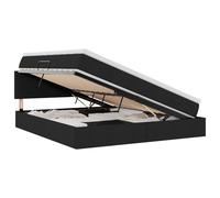 mtlskopl Lit de rangement, 180 x 200 cm, noir, en tissu, avec LED RVB, hydraulique SeitLift, cadre en métal et matelas moyennement dur, design moderne pour chambre à coucher et chambre d'amis
