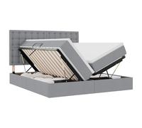 mtlskopl Lit de rangement, 200 x 200 cm, en cuir synthétique, gris clair, lit releveur moderne, avec matelas et sommier à lattes, base spacieuse pour chambre à coucher et chambre d'amis
