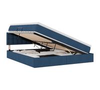 mtlskopl Lit de rangement, avec matelas, 180 x 200 cm, élévateur hydraulique, bleu, cadre en métal - Design moderne pour chambre à coucher, avec sommier à lattes et tête de lit