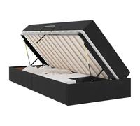 mtlskopl Lit de rangement, avec matelas, noir, 100 x 200 cm, lit simple, moderne, en velours, avec élévateur latéral hydraulique, pour chambre d'adolescent, chambre d'amis, Urban Living