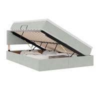 mtlskopl Lit de rangement, en velours, 140 x 190 cm, gris clair, avec mécanisme hydraulique en métal, sommier à lattes, surmatelas, tête de lit, canapé-lit, design moderne, pour chambre à coucher