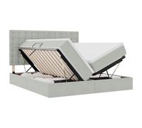 mtlskopl Lit de rangement, en velours, 180 x 200 cm, gris clair, avec système hydraulique et matelas super king size, design moderne, robuste et durable, pour chambre à coucher, chambre d'amis
