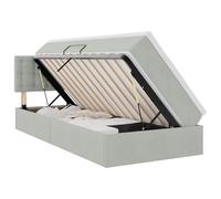 mtlskopl Lit de rangement en velours 90 x 190 cm avec matelas élévateur hydraulique et tête de lit en gris clair - Design moderne et robuste - Pour chambre d'adolescent, chambre à coucher, chambre