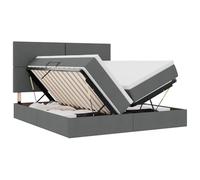 mtlskopl Lit de rangement, gris foncé, 200 x 200 cm, en cuir synthétique, avec matelas de levage hydraulique, design moderne, structure en métal robuste, pour chambre d'adolescent et suite d'invités