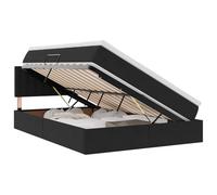 mtlskopl Lit de rangement, noir, 140 x 190 cm, housse en velours, avec matelas de 20 cm, tête de lit, système de levage hydraulique, design moderne, pour chambre à coucher et chambre d'amis