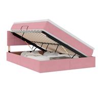 mtlskopl Lit de rangement, rose, 140 x 200 cm, en velours, avec matelas et sommier à lattes, hydraulique, tête de lit, pour deux personnes, design moderne, pour chambre à coucher, chambre d'amis