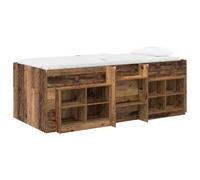 mtlskopl Lit loft avec armoire 3 pièces, lit mezzanine avec échelle et sommier à lattes pour matelas 90 x 190 cm, cadre de lit peu encombrant en bois pour studio et appartement, aspect bois vieilli