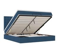 mtlskopl Lit ottoman 180 x 200 cm avec matelas et coussin, bleu, lit de rangement, avec mécanisme de levage hydraulique, lit double, en tissu, pour chambre à coucher, chambre d'adolescent, chambre
