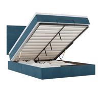 mtlskopl Lit ottoman, bleu foncé, 140 x 200 cm, avec matelas et éclairage LED, coffre de rangement hydraulique, en velours, pour chambre d'adolescent et chambre d'amis