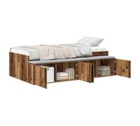 mtlskopl Lit simple 70 x 190 cm en bois recy vec tiroirs et sommier à lattes, massif, espace de rangement, chambre d'amis, auberge