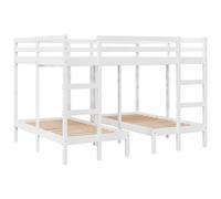mtlskopl Lit superposé triple, blanc, 160 x 200/80 x 160 cm, en bois de pin massif, solution de lit mezzanine peu encombrante avec deux échelles et protection anti-chute, idéal pour les chambres