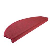 mtlskopl Lot de 10 tapis d'escalier - Rouge - 65 x 24 x 4 cm - Semi-circulaires - Pour l'intérieur - Protection d'escalier pliable en polypropylène touffeté - Tapis d'escalier insonorisant avec bandes
