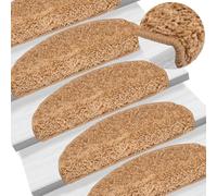 mtlskopl Lot de 15 tapis d'escalier beige semi-circulaires, 65 x 21 x 4 cm, tapis d'escalier en polypropylène touffeté, insonorisant, avec ruban adhésif double face
