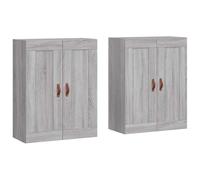 mtlskopl Lot de 2 Armoires Murales Sonoma Gris, Meuble Suspendu Moderne en Bois d'Ingénierie pour Salon et Cuisine, Buffet Haut de Rangement Mural avec Portes, 69,5 x 34 x 90 cm