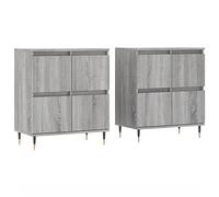 mtlskopl Lot de 2 Buffets Bas en Bois d'Ingénierie Sonoma Gris, Meuble de Rangement Salon et Salle à Manger, Enfilade avec Portes et Pieds en Métal, 120 x 35 x 70 cm