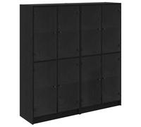 mtlskopl Lot de 2 Buffets Hauts Armoire de Rangement en Bois d'Ingénierie Meuble Vitrine avec Portes en PVC Transparent pour Salon et Salle à Manger Chêne Noir 68 x 37 x 142 cm