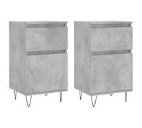 mtlskopl Lot de 2 Buffets Meubles de Rangement Commode Salon Armoire Latérale avec Pieds en Fer Style Industriel Bois d'Ingénierie pour Bureau Entrée Gris Béton 40x35x70 cm