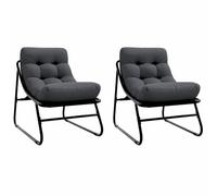 mtlskopl Lot de 2 chaises de jardin, noires, 60,5 x 81 x 71 cm, en acier revêtu par pulvérisation, avec coussins en polyester résistants aux intempéries, design moderne, robuste et durable, pour