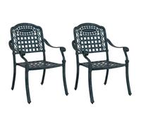 mtlskopl Lot de 2 chaises de jardin, vertes, 55 x 56,5 x 91 cm, en aluminium, style vintage, avec accoudoirs ergonomiques, robustes, pour jardin, terrasse et balcon