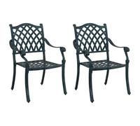 mtlskopl Lot de 2 chaises de jardin, vertes, 56 x 55 x 92,5 cm, en aluminium, look vintage, avec accoudoirs en bois, robustes et légères, pour jardin, balcon, terrasse