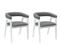 mtlskopl Lot de 2 chaises de salle à manger, en bois d'hévéa massif, blanches, 54 x 57 x 73 cm, design moderne, avec accoudoirs, robustes et durables, pour cuisine, salle à manger, salon
