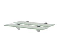 mtlskopl Lot de 2 Étagères Murales en Verre Trempé 40x20 cm, Tablettes Flottantes en Verre Givré 8 mm avec Supports en Alliage de Zinc pour Salle de Bain, Salon et Chambre