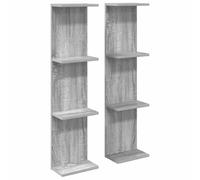 mtlskopl Lot de 2 étagères murales flottantes en bois pour salon et couloir, 25 x 15 x 100 cm, gris sonoma