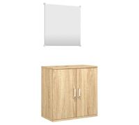mtlskopl Lot de 2 meubles de salle de bain - Couleur chêne - 48 x 25 x 48 cm - Meuble sous-lavabo mural avec miroir de 40 x 40 cm - Peu encombrant - Pour petites salles de bains et toilettes d'invités