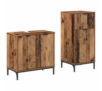 mtlskopl Lot de 2 meubles de salle de bain en bois recy ontreplaqué métal 39,5 x 36 x 88 cm Design moderne avec grand espace de rangement pour les petites salles de bains et WC d'invités